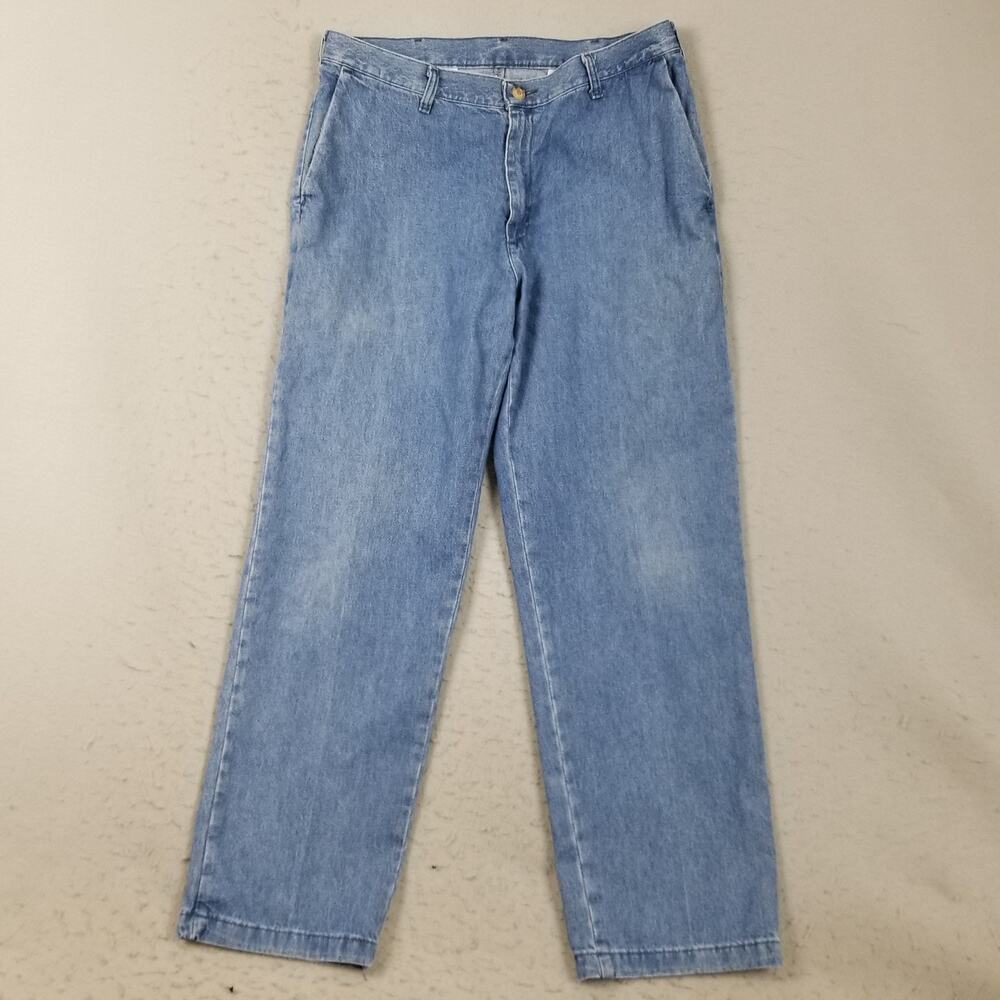 Lee Relaxed Fit Jeans Mens 34x32 Blue Light Wash Pleated Denim Pants Casual